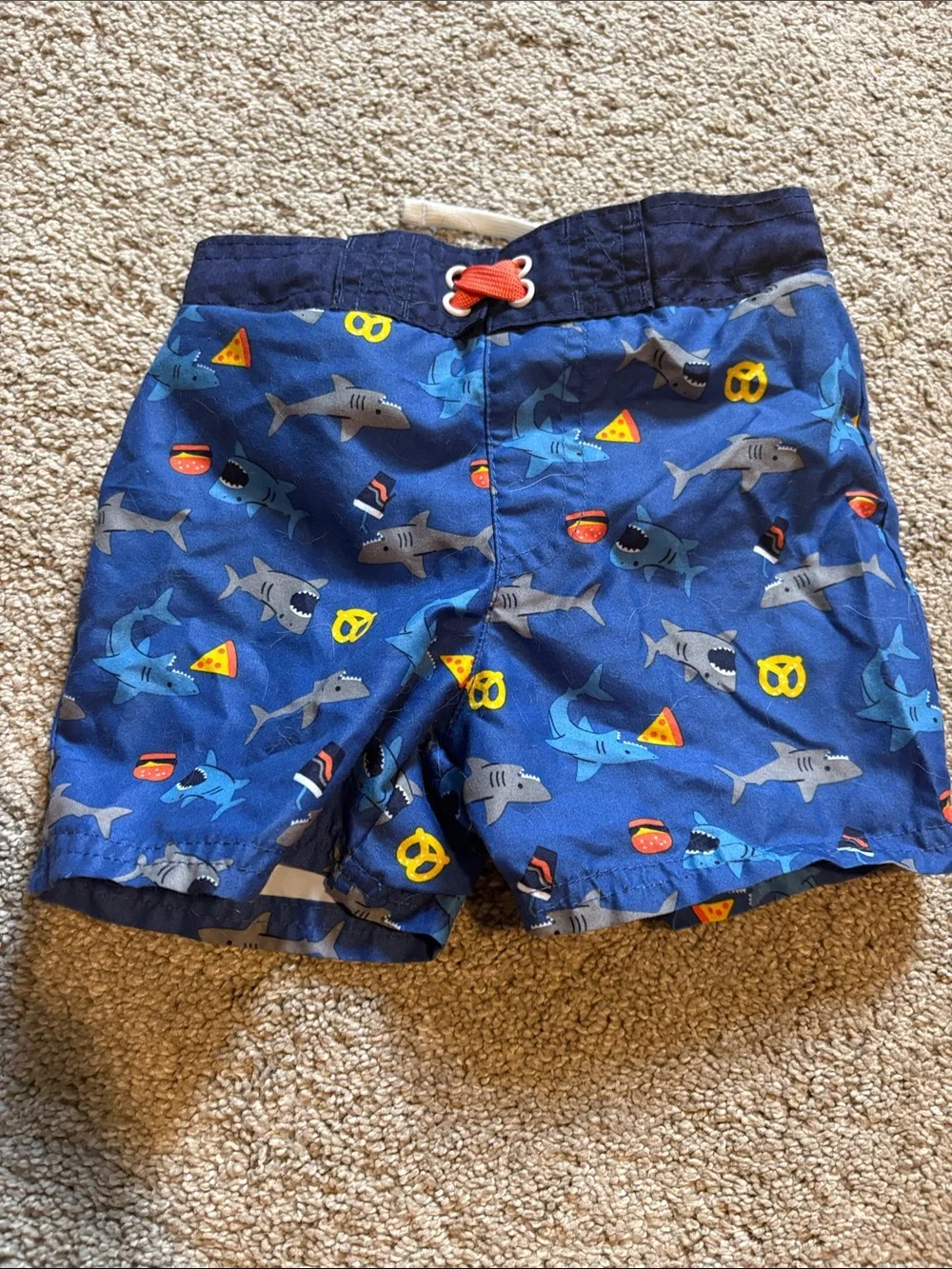 Cat & Jack Blue Shark Print Swim Trunks
